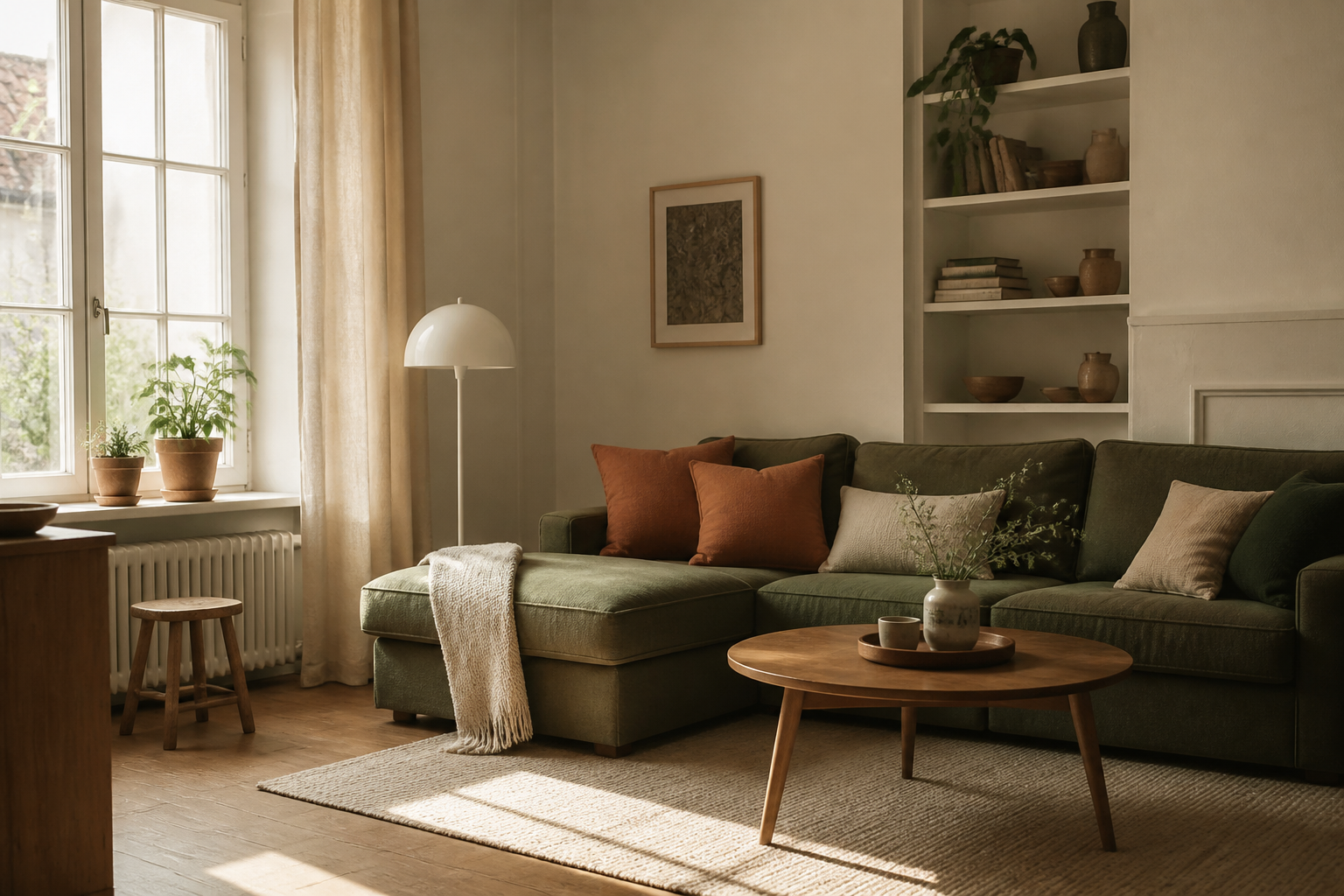 Wohnzimmer mit Teppich und Liegeplatz für Haustiere — typische Umgebung eines Flohbefalls